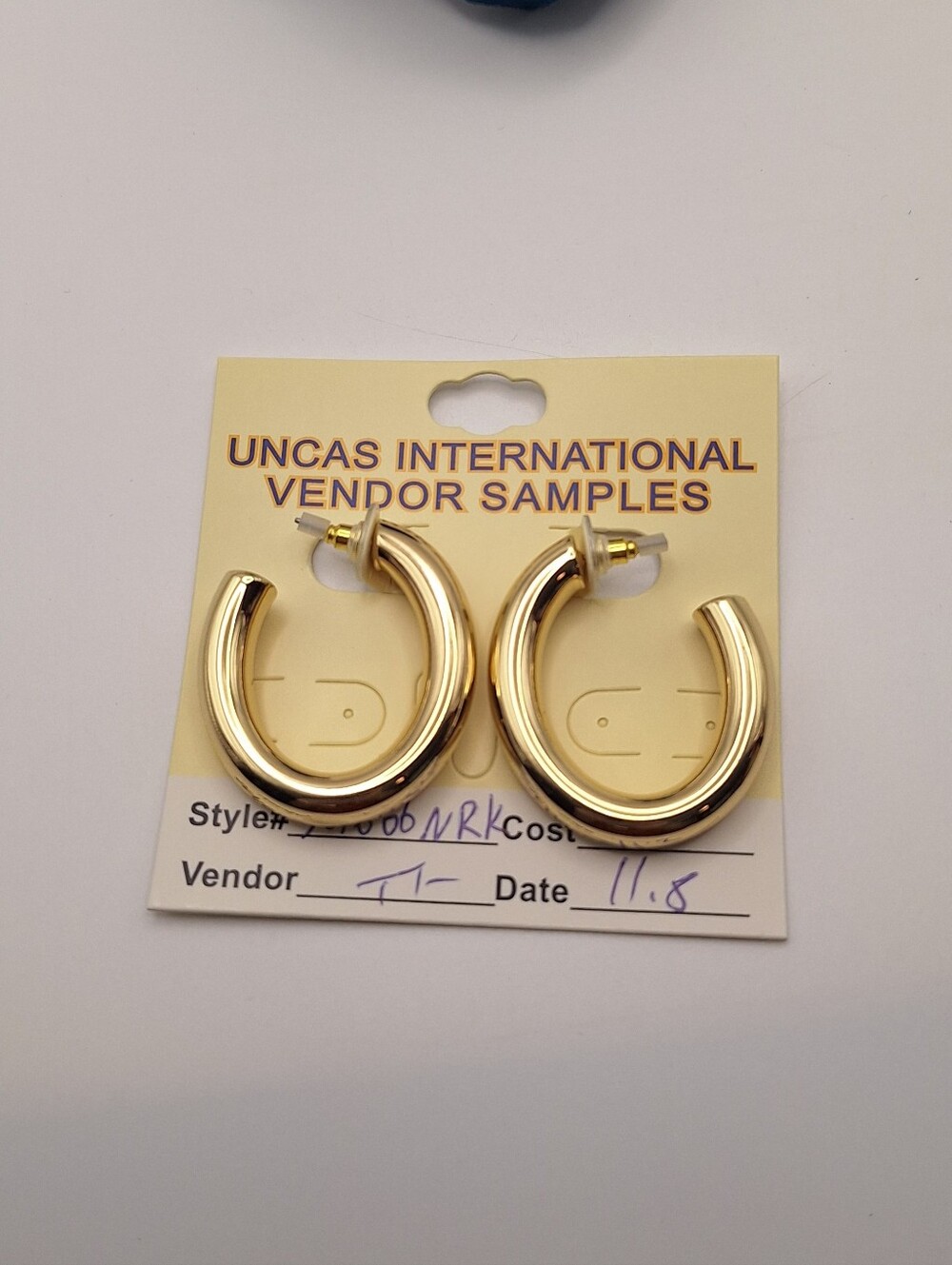 Chunky Gold Tone Oval Hoop Earrings Statement